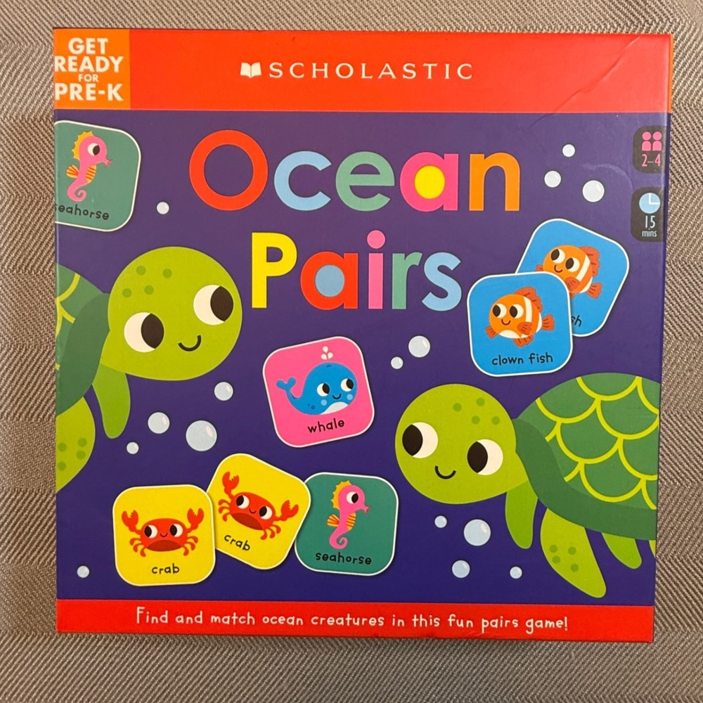 Scholastic Early Learners Ocean Pair Matching Game 28 Tiles Preschool Age 3+ 288